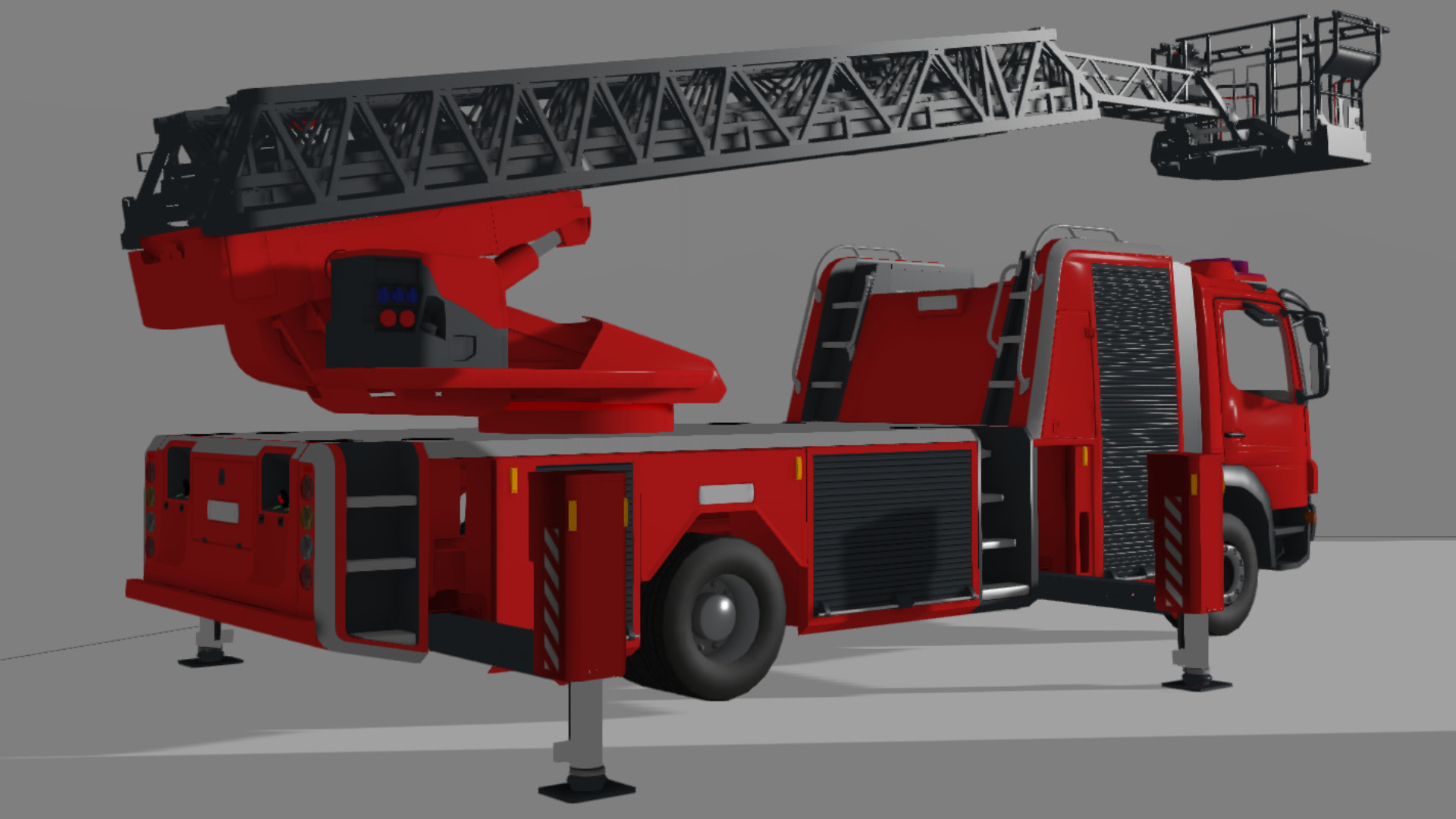 The High-quality 3D model of the Rosenbauer-XS Aerial Ladder used in our virtual reality training simulator. 