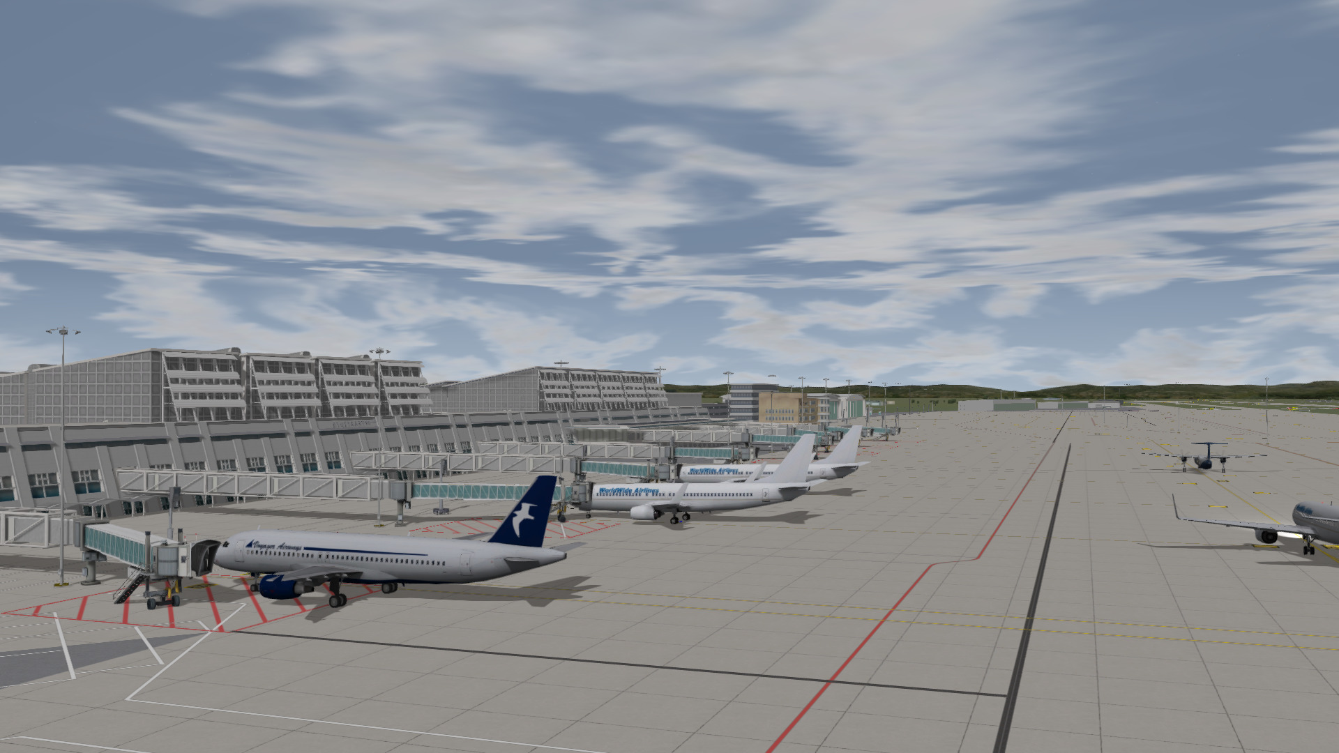 Active aircraft movement at Stuttgart Airport in our virtual reality training system where incidents can be build everywhere.