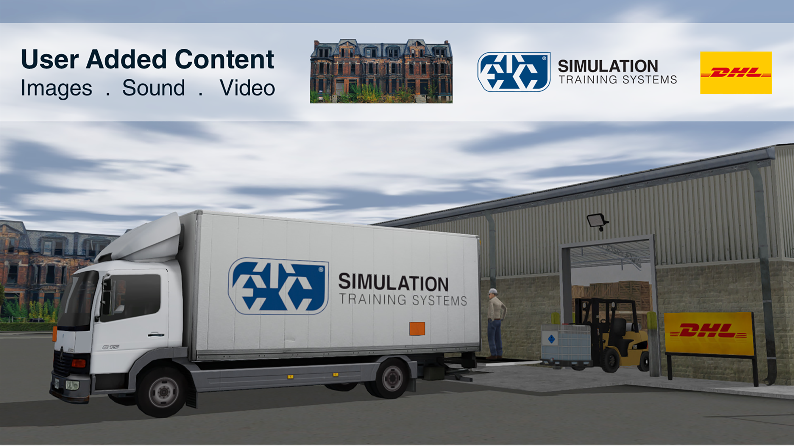 Training instructors quickly built a scene outside the warehouse using scene builder images.